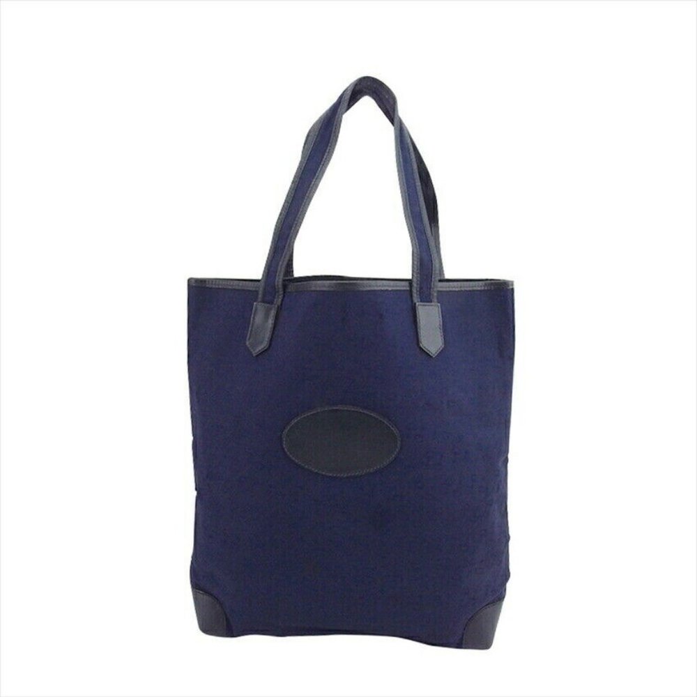 Authenticity guaranteed USED GUCCI Tote Bag Bit Pattern Canvas x Leather